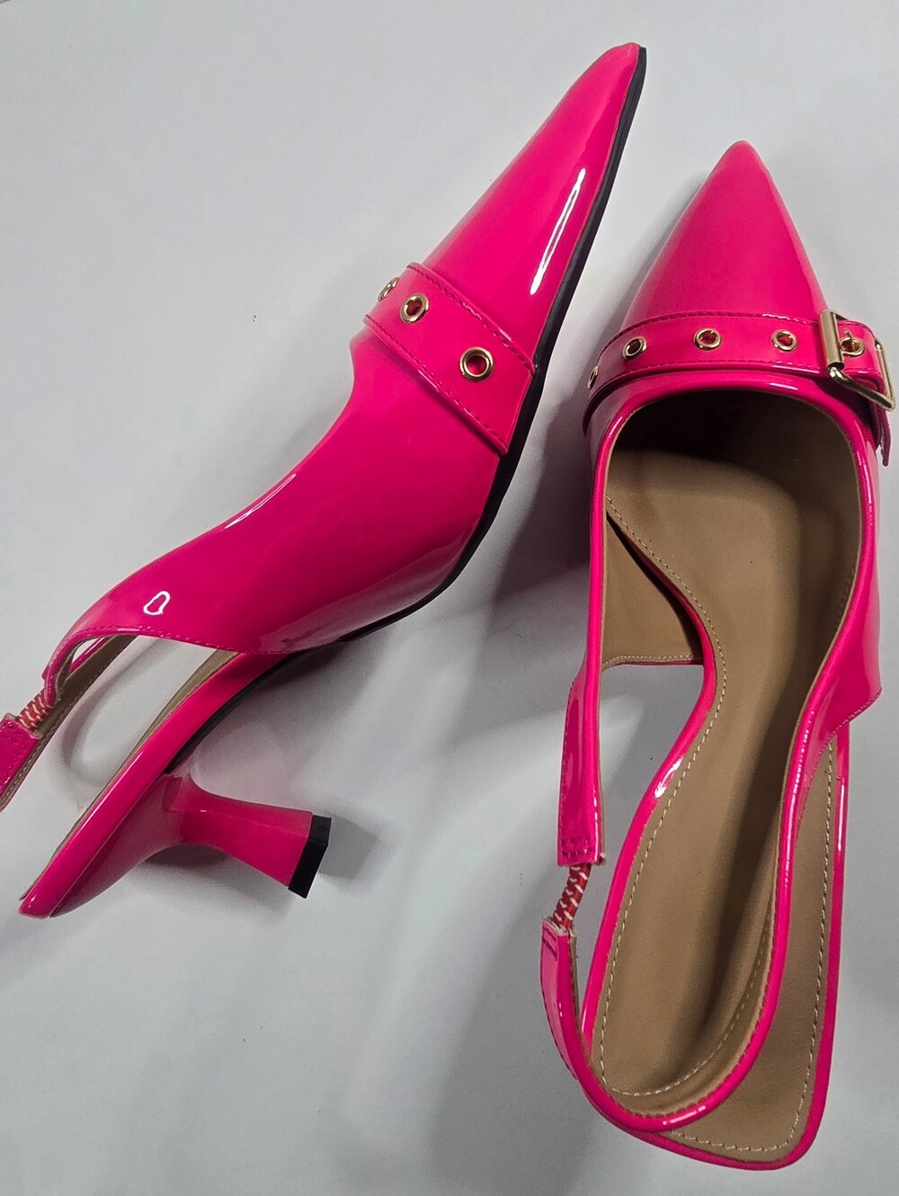 Hot Pink Patent Slingback Pointed Toe Flats Size 10 / EU 41 NWT - Picture 5 of 8